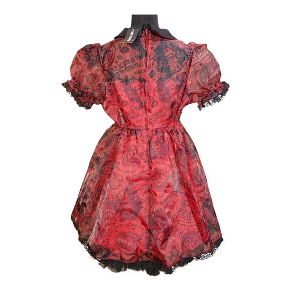 Hot Topic Social Collision NWT Red & Black Organza Babydoll Mini Dress Size M - Picture 4 of 11